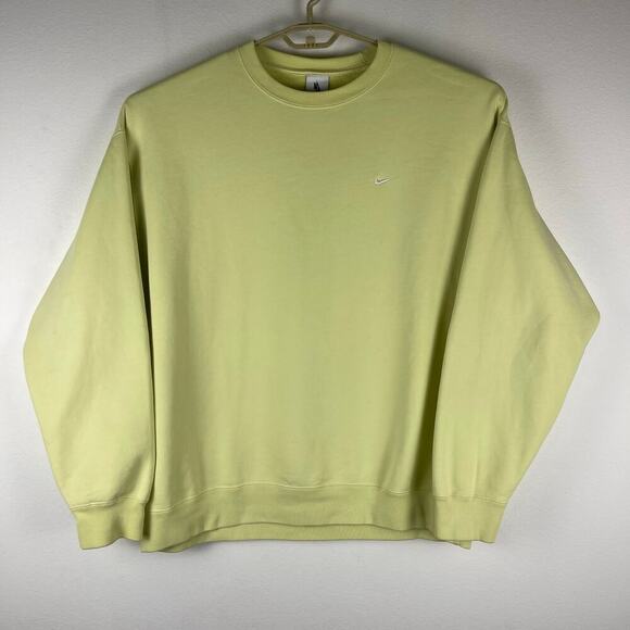 Nike Solo Swoosh Men's Fleece Crew Sweatshirt Yellow Neon XXL Tall DX1361-331 - Picture 3 of 11